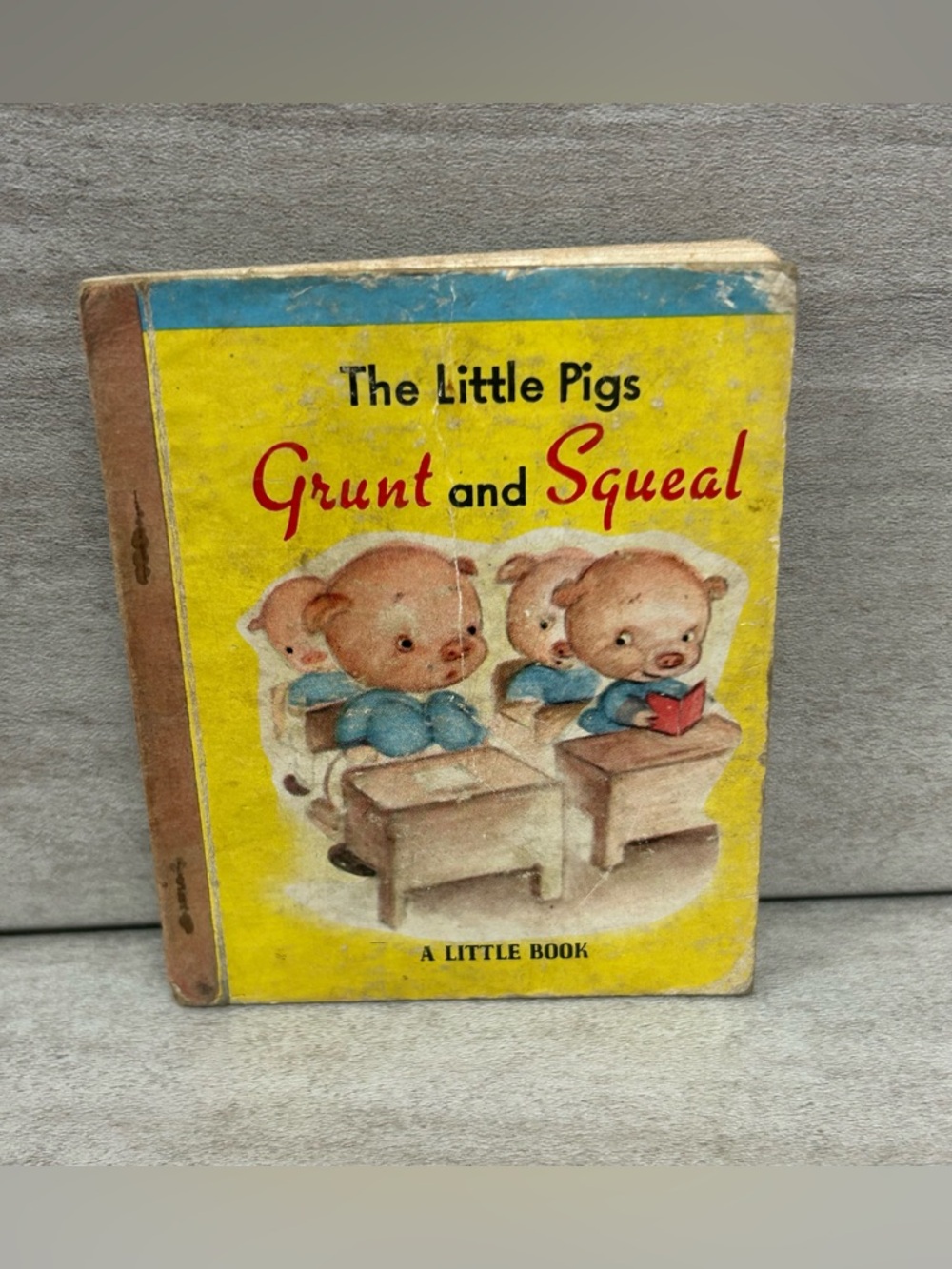 1948 Grunt and Squeal The Little Pigs - Yellow Children's Book Miniature. Rare.